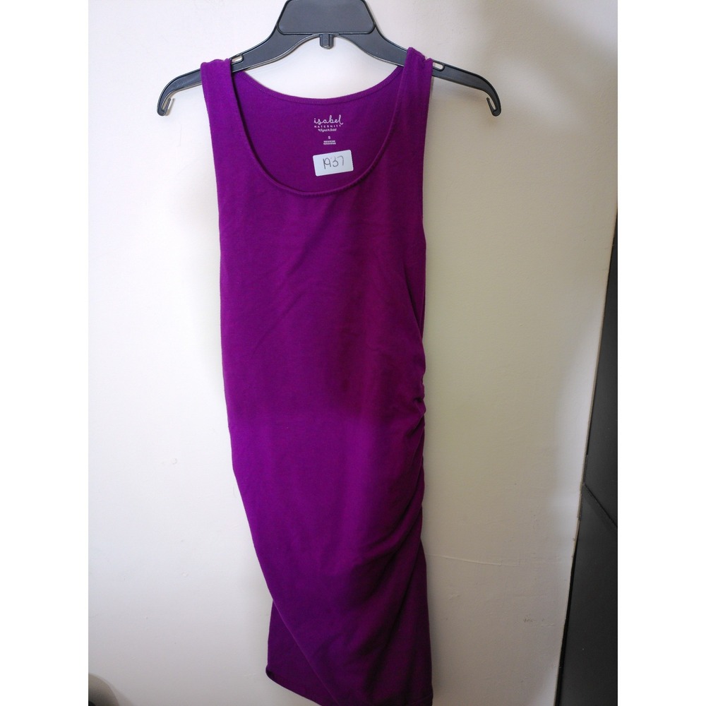 Isabel Maternity Tank Dress Women Small Purple Ruched Bodycon Sleeveless Casual